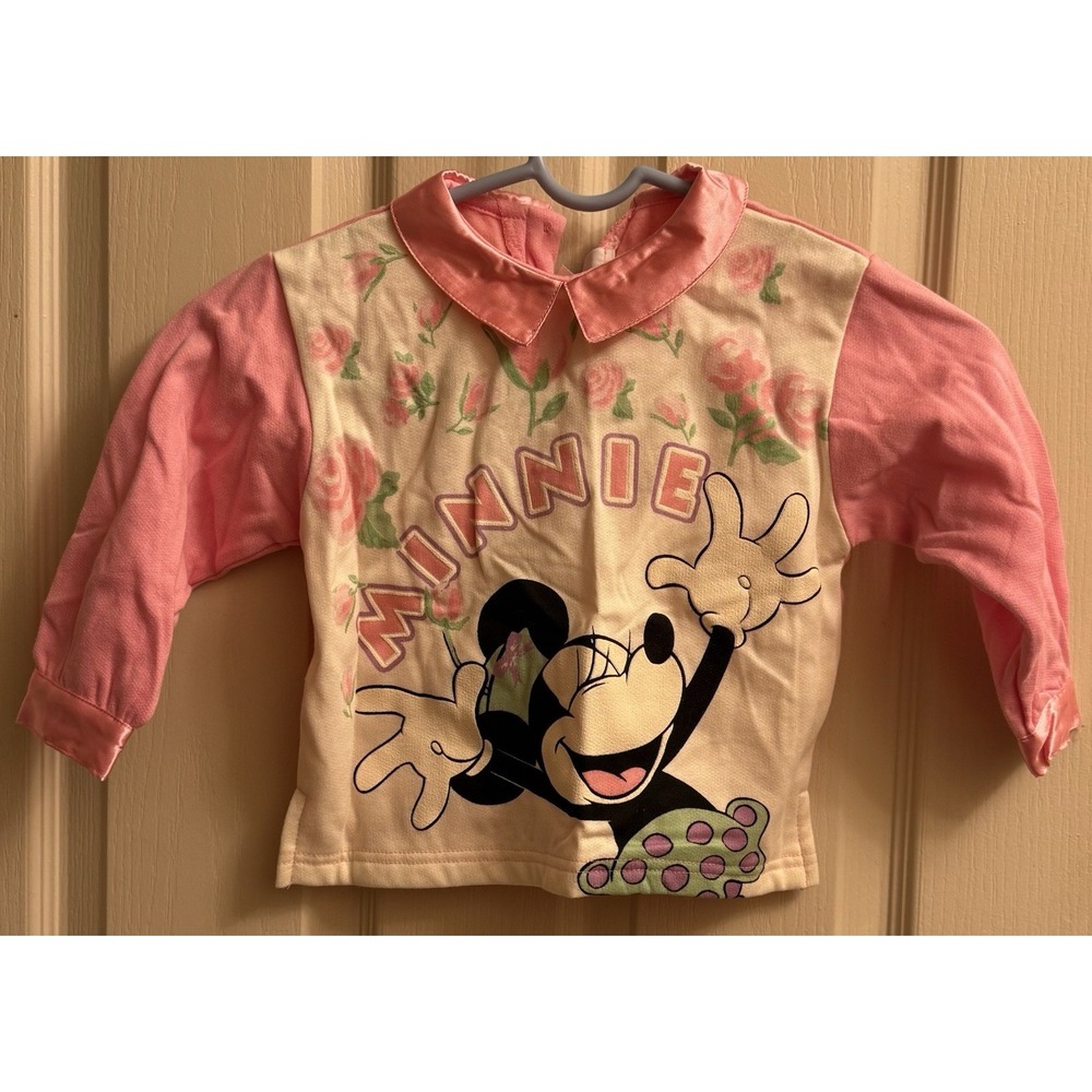 Vintage Mickey & Co Minnie Mouse DeadStock Sweatshirt With Collar Youth 3T New